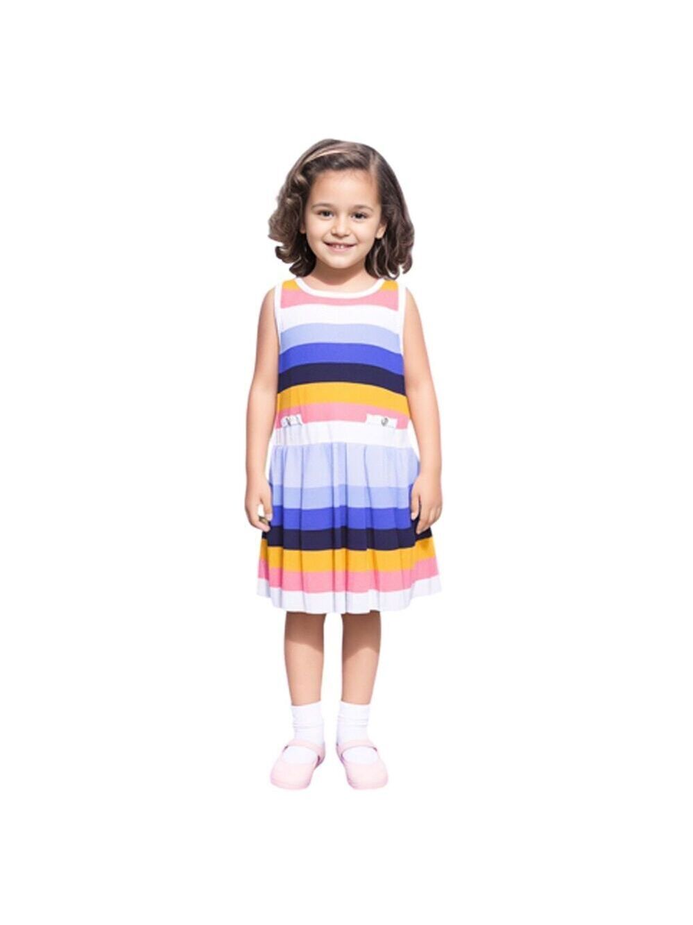 Janie & Jack Stripped Sleeveless Sweater Pleated Dress Size 2T